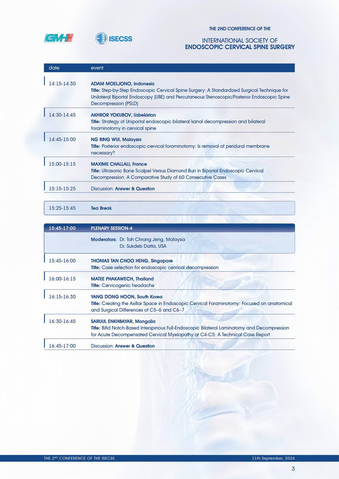 ISECSS 2026 — Хурлын хөтөлбөр, 3-р хуудас (9-р сарын 11)