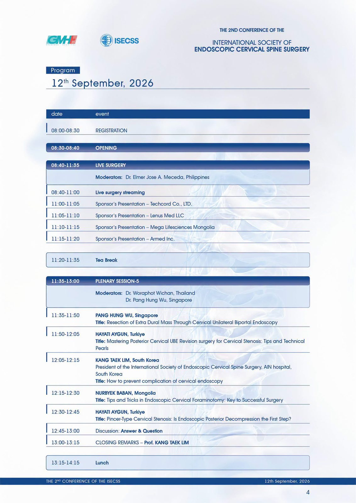 ISECSS 2026 — Хурлын хөтөлбөр, 4-р хуудас (9-р сарын 12)
